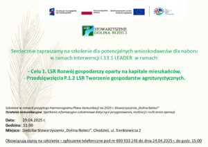 zaproszenie na szkolenie agroturystyka